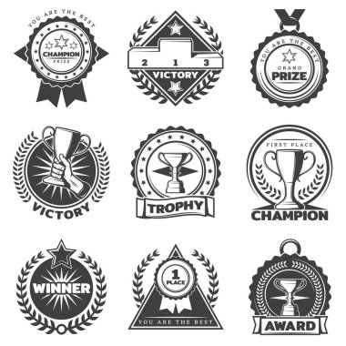 Tek renkli spor ödül etiketleri kümesi