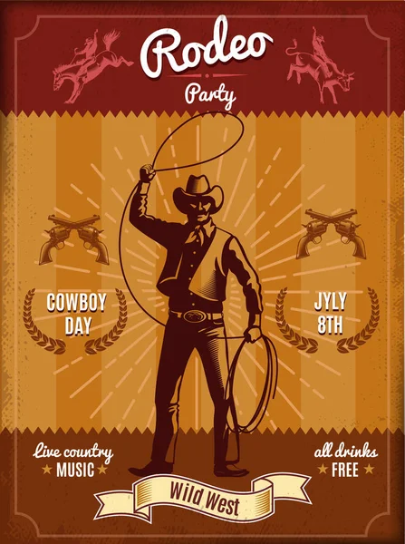 Cartel de rodeo vintage — Vector de stock