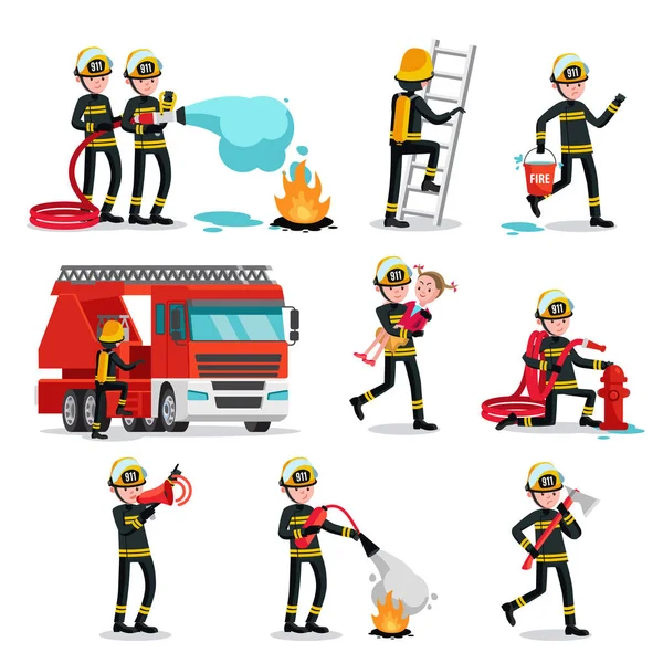 Icônes colorées de lutte contre l'incendie ensemble — Image vectorielle