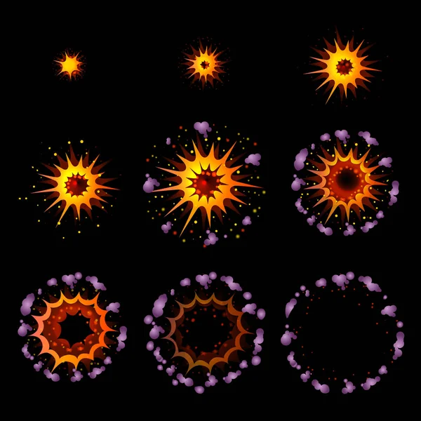 Concetto di animazione delle esplosioni colorate — Vettoriale Stock