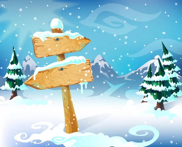 Vorlage: Cartoon-Winterlandschaft — Stockvektor