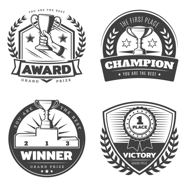 Vintage Sport Prizes Emblems Set — Stock Vector