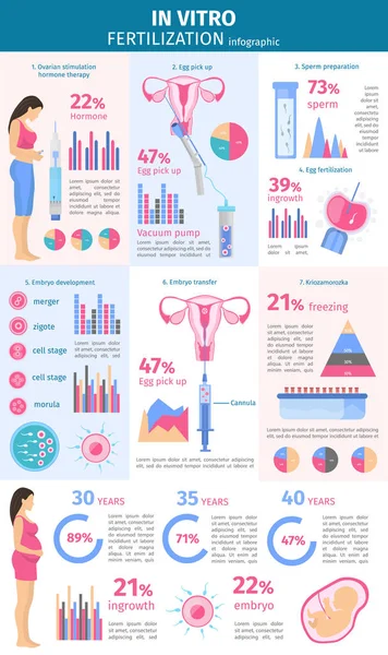 Procedimiento de Inseminación Concepto Infográfico Plano — Archivo Imágenes Vectoriales