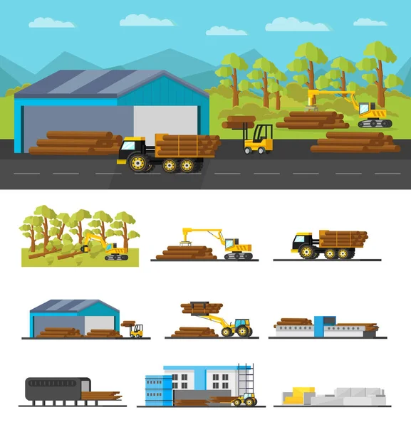 Ipari fa termelés fogalma — Stock Vector