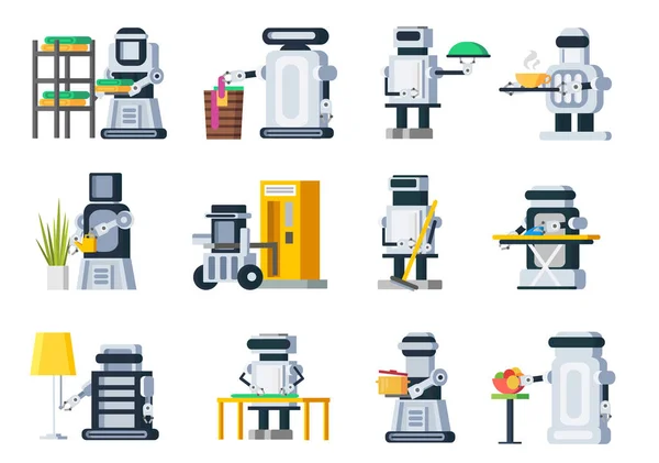 Set di robot di intelligenza artificiale — Vettoriale Stock