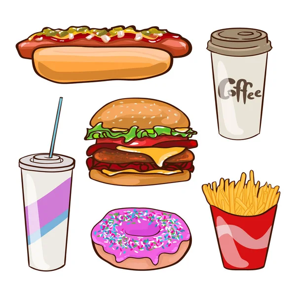 Fastfood platte collectie — Stockvector