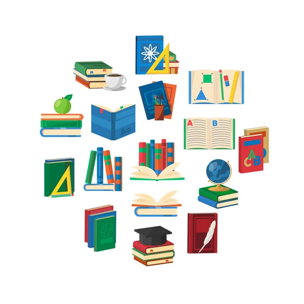 Livres scolaires Composition ronde — Image vectorielle