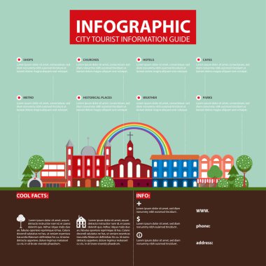 Düz seyahat şehir Infographic kavramı