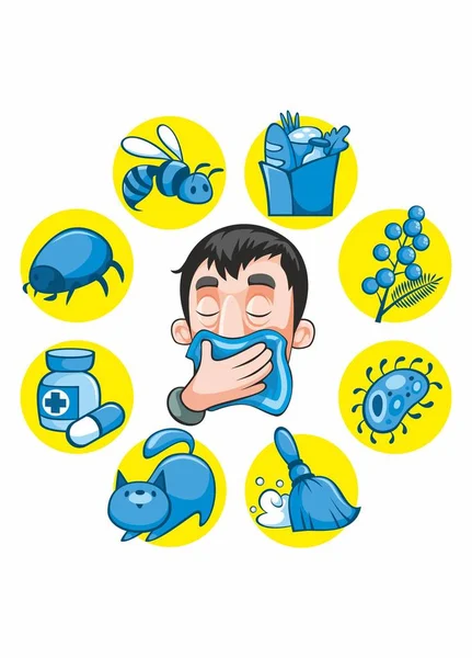 Cartoon bunte Allergie-Kollektion — Stockvektor