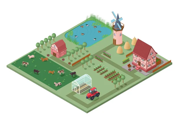 Concepto de agricultura isométrica — Vector de stock