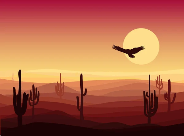 熱い砂砂漠の風景の背景 — ストックベクタ