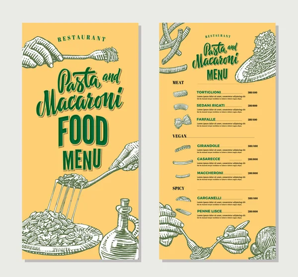 Makaronu Restaurant Food Menu szablon Vintage — Wektor stockowy