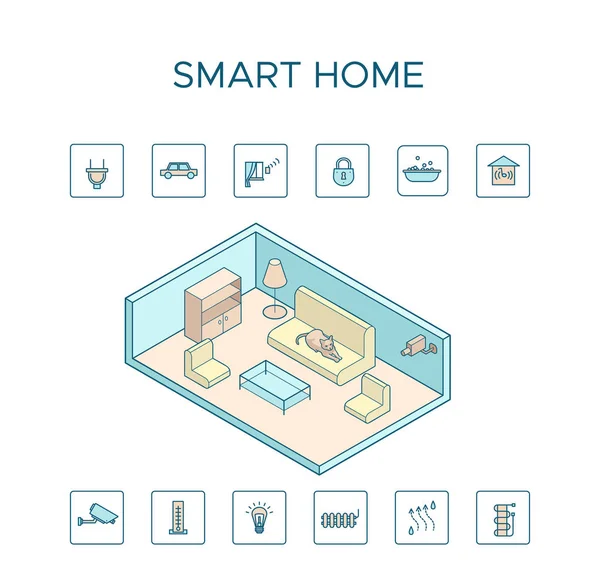 Farbenfrohes Smart-Home-Technologiekonzept — Stockvektor