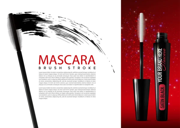 Realistische Mascara-kosmetische Werbevorlage — Stockvektor