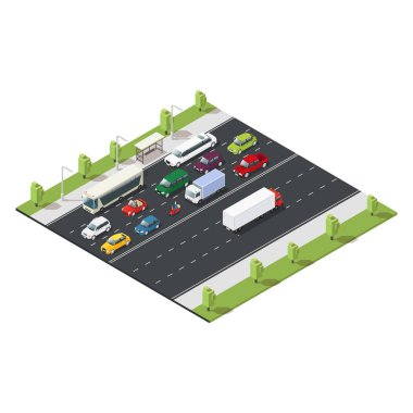 İzometrik kentsel trafik şablonu