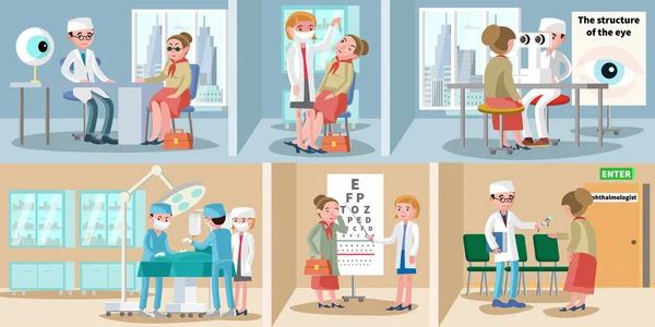 Охорона здоров'я офтальмології горизонтальні банери — стоковий вектор