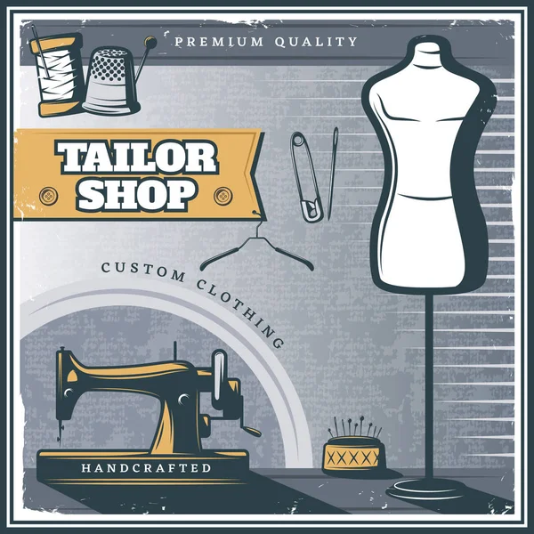 Vintage Tailor Shop Poster — Stock Vector