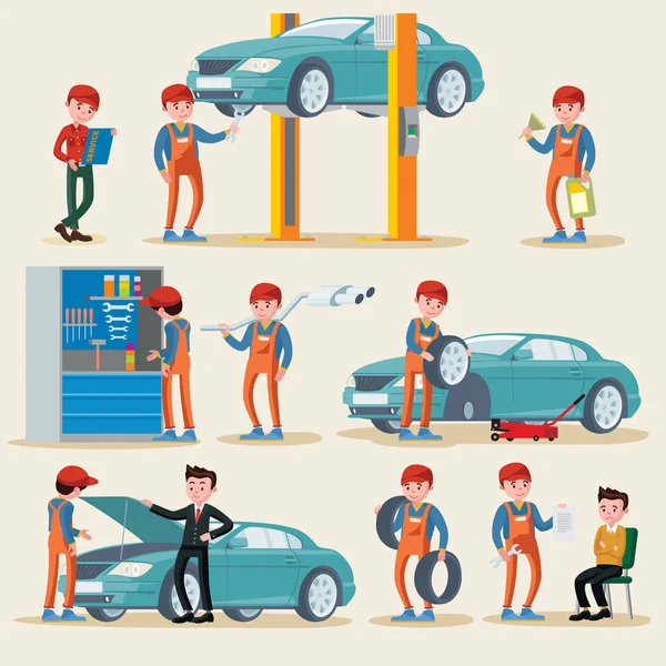 Ensemble d'éléments de service de voiture — Image vectorielle