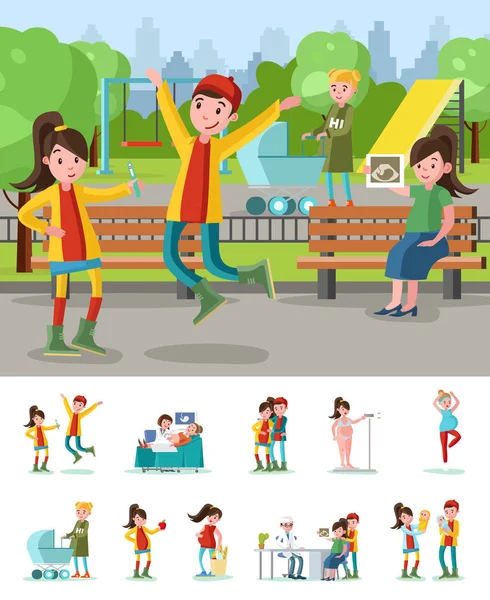 Renkli hamile kadın yaşam tarzı kompozisyon