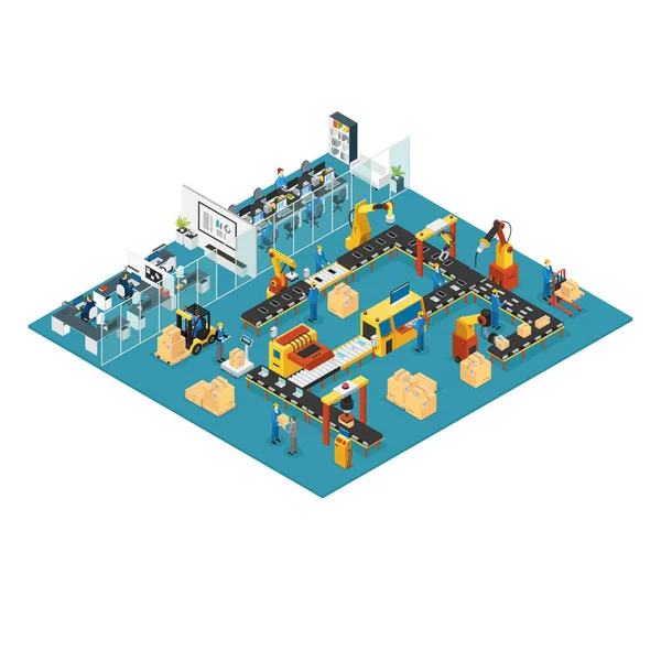Isometric Industrial Factory Concept — Stock Vector
