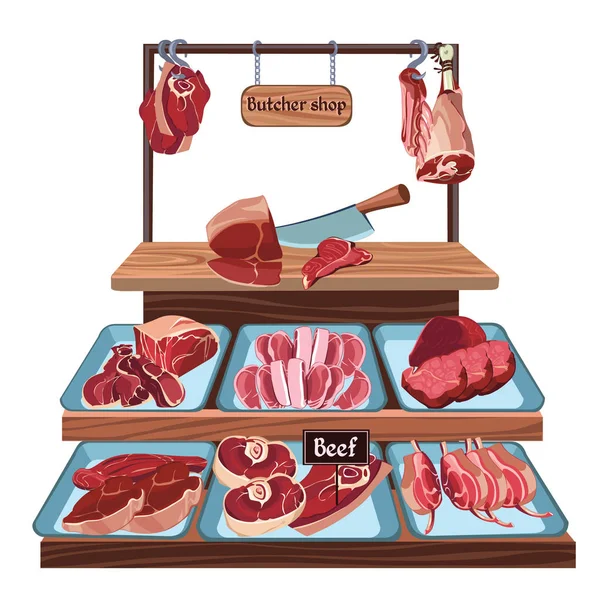 Ručně tažené Butcher Shop koncept — Stockový vektor