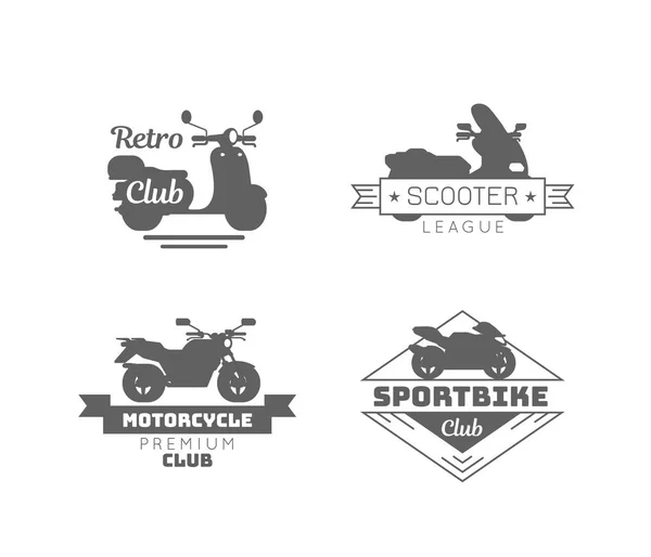 Siyah motosiklet Logotypes Set — Stok Vektör