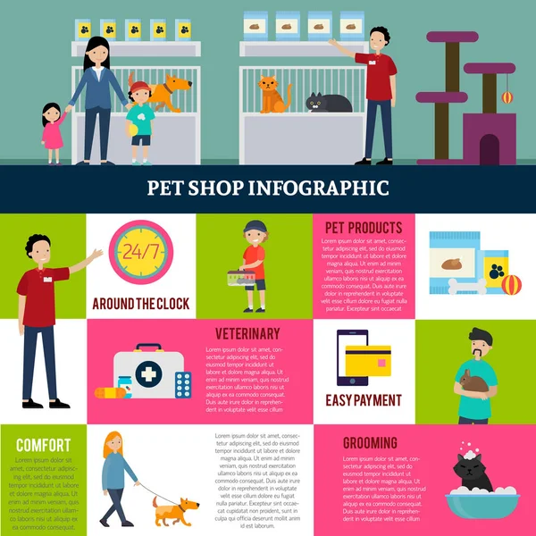 Színes Pet Shop Infographic koncepció — Stock Vector