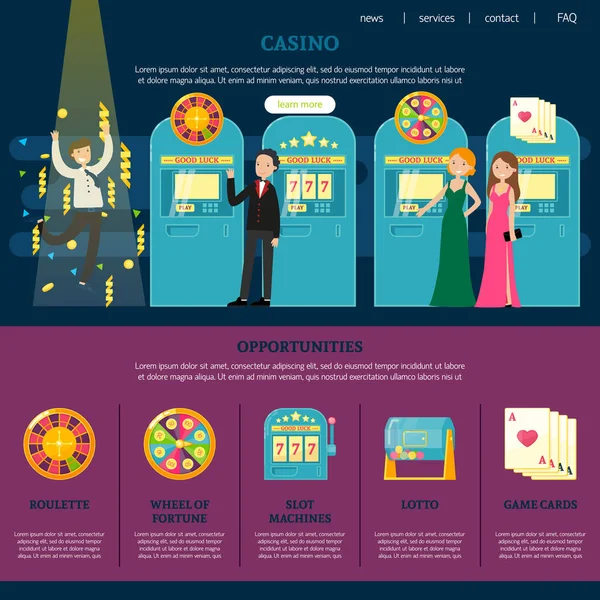 Templat Halaman Web Casino - Stok Vektor
