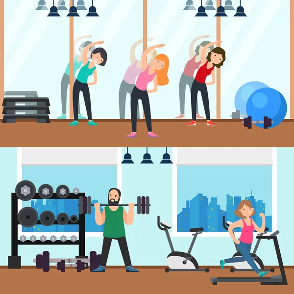 Bannières horizontales de fitness — Image vectorielle