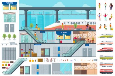 Düz tren istasyonu Infographic kavramı