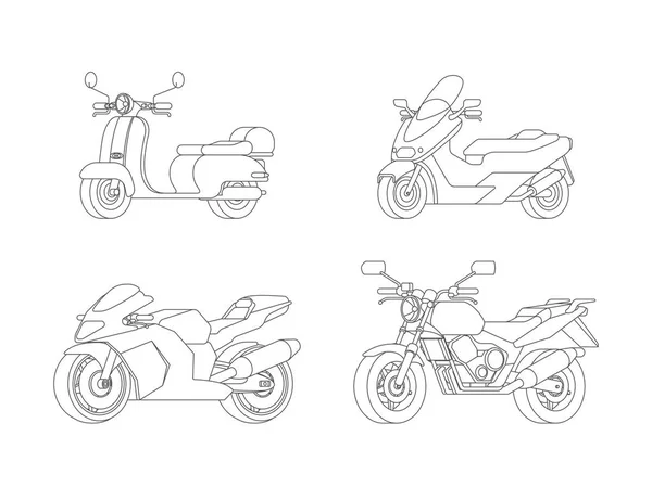 Набор линейных мотоциклов — стоковый вектор