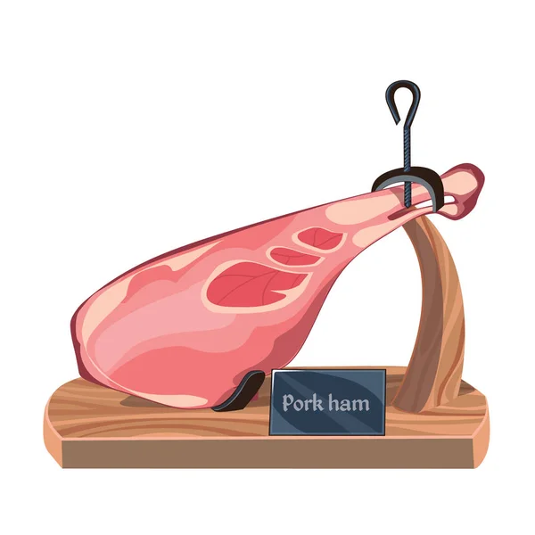 Fresh Natural Pork Meat Ham Template — Stock Vector