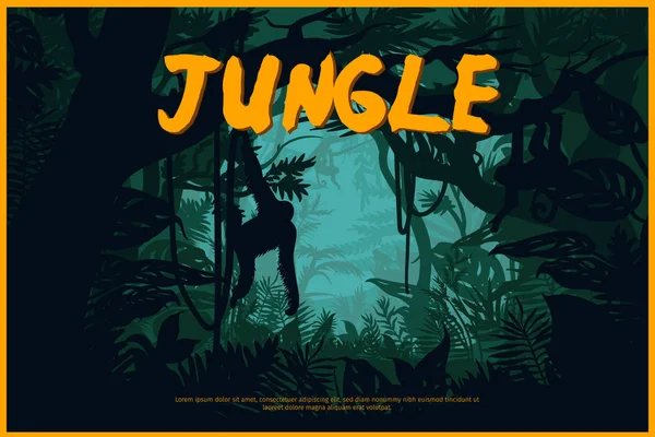 Jungle zielony krajobraz naturalny plakat — Wektor stockowy