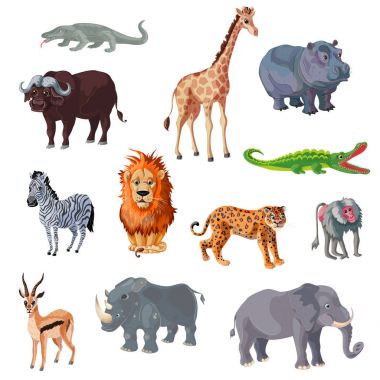 karikatür Afrika hayvanları seti