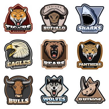 Renkli vahşi hayvanlar etiketleri kümesi