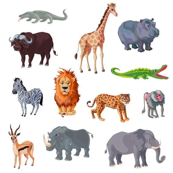 Dessin animé animaux africains ensemble — Image vectorielle