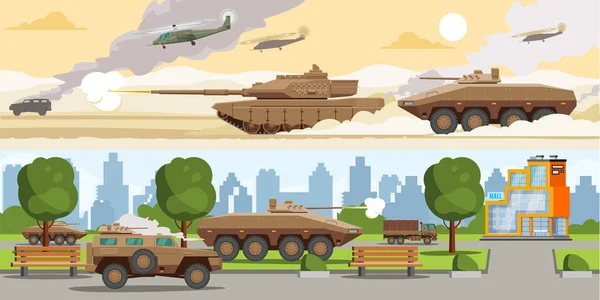 Equipos militares Banners horizontales — Vector de stock