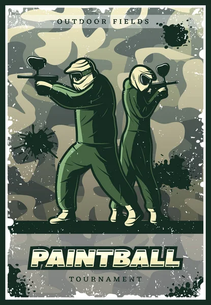 Cartel colorido vintage del club de Paintball — Vector de stock