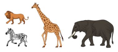 Renkli Afrika vahşi hayvanlar ayarla