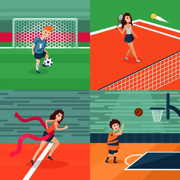 Composition carrée sportive colorée — Image vectorielle