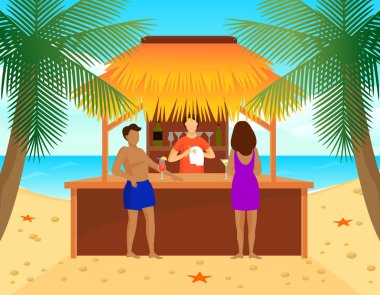 Düz tropik sahil Bar kavramı