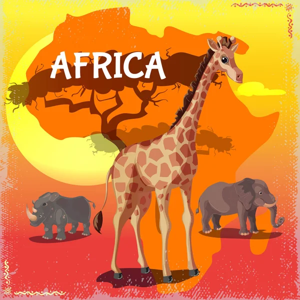 Karikatur wilder afrikanischer Tiere — Stockvektor