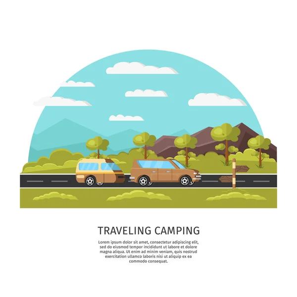 Modelo de acampamento de viagem leve — Vetor de Stock