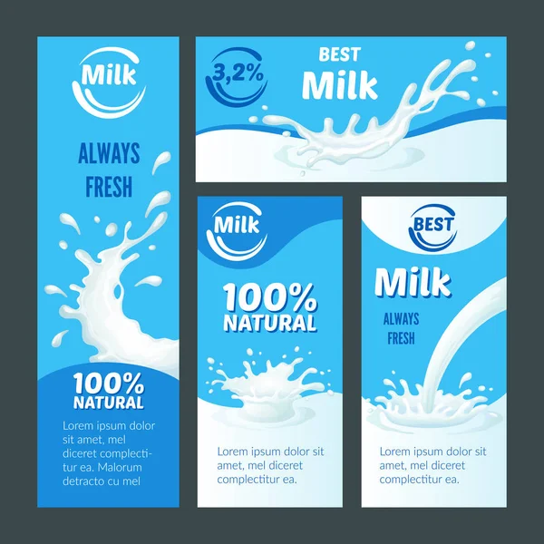 Γελοιογραφία φυσικό γάλα φυλλάδια — Διανυσματικό Αρχείο