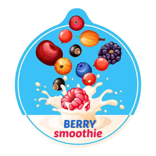 Cartoon Berry Smoothie наклейка — стоковий вектор