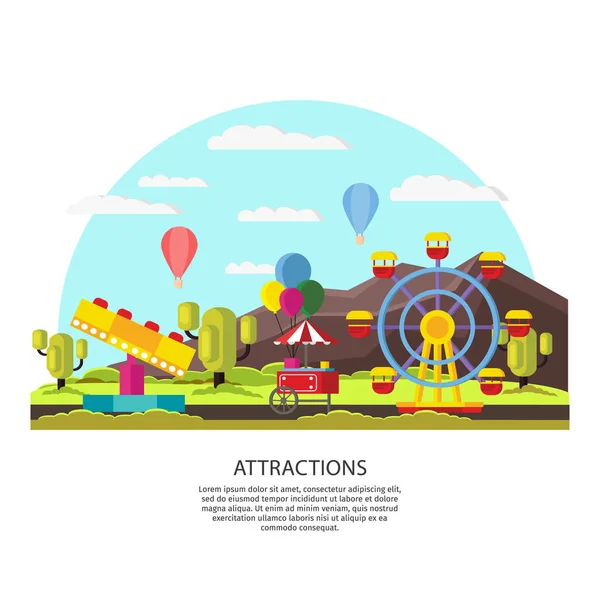 Modèle coloré de parc d'attractions — Image vectorielle