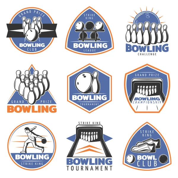 Ensemble d'emblèmes de loisirs sportifs vintage colorés — Image vectorielle
