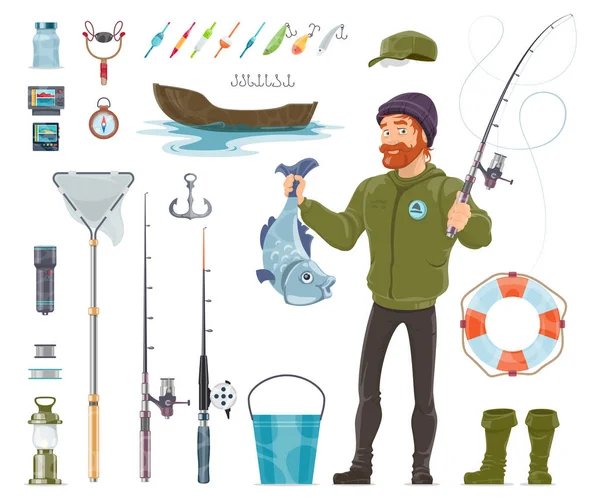 渔夫设置的元素 — 图库矢量图片