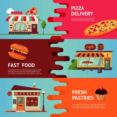 Renkli Catering bina cephe yatay Banner