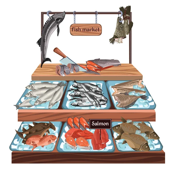 Ескіз морепродуктів ринку концепції — стоковий вектор